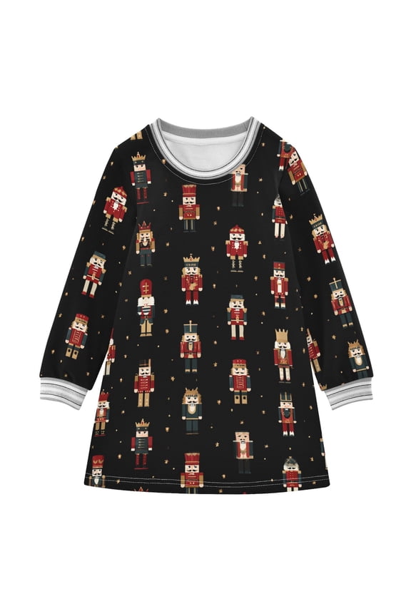 long-sleeved dress Little Nutcracker A-line dress with ribbed cuffs Soft and comfortable