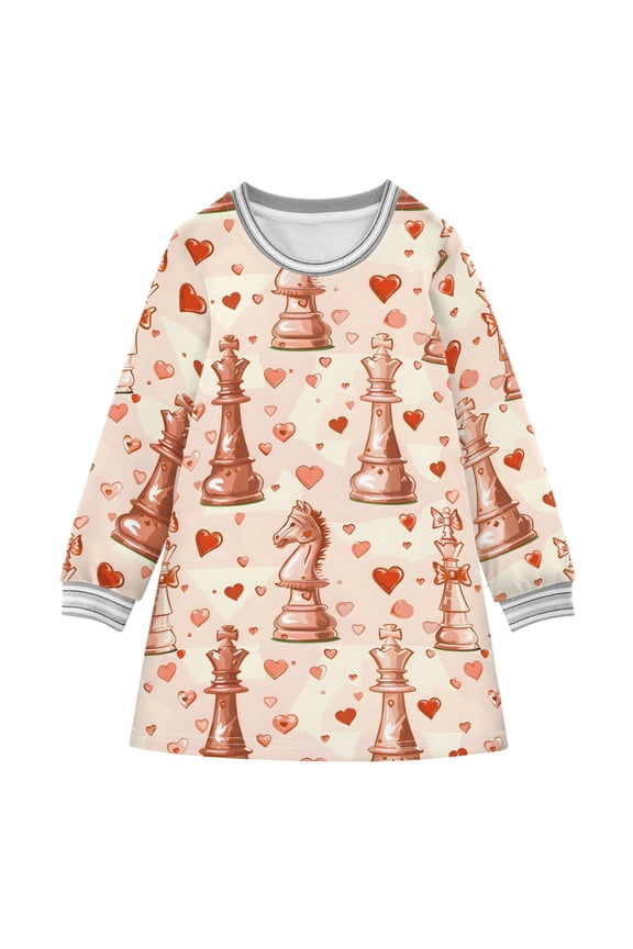 long-sleeved dress Orange Chess Bow A-line dress with ribbed cuffs Soft and comfortable