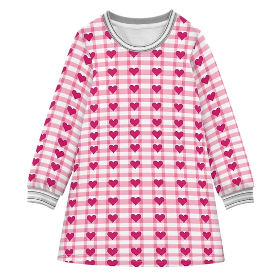 long-sleeved dress Red Heart A-line dress with ribbed cuffs Soft and comfortable