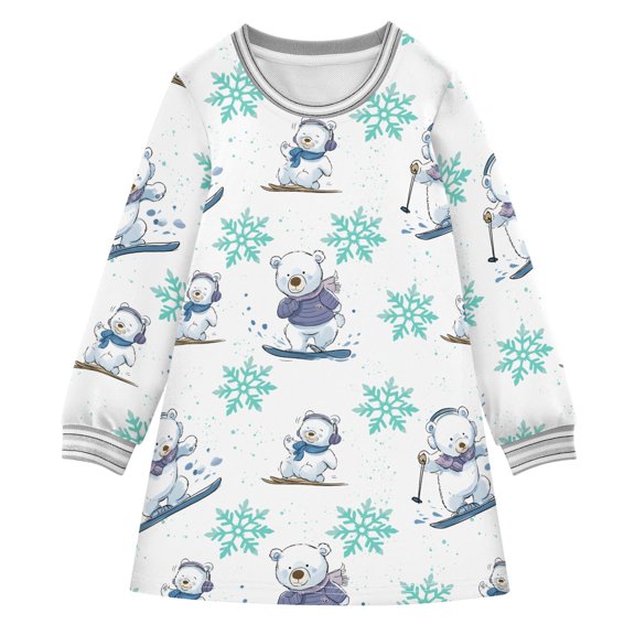 long-sleeved dress Ski Bear A-line dress with ribbed cuffs Soft and comfortable