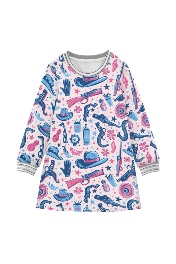 long-sleeved dress in Wild West A-line dress with ribbed cuffs Soft and comfortable