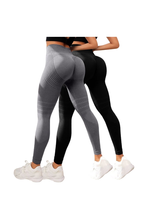 2 Pack 3D Metabolic Booster Leggings, 3D Sculpting Technology, Reduce Cellulite, High Waist Seamless Push Up Gray XXL