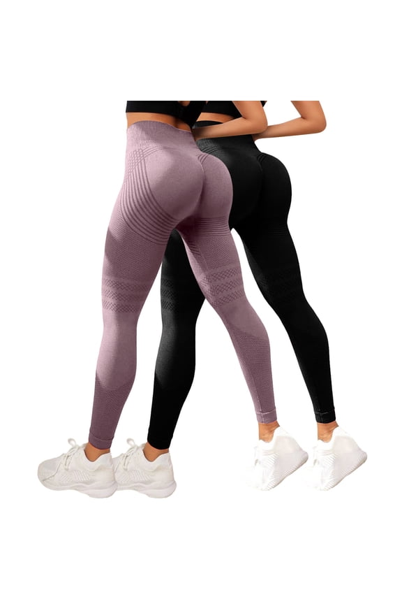 2 Pack 3D Metabolic Booster Leggings, 3D Sculpting Technology, Reduce Cellulite, High Waist Seamless Push Up Pink S