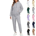 thumbnail image 1 of longantii 2 Piece Sets for Women 2025 Fall Travel Outfits Long Sleeve Tracksuit Joggers Hoodie Sweatsuit Sets Oversized Sweatshirt Baggy Comfy Sweatpants Matching Set with Pockets Dark Gray XXL, 1 of 7
