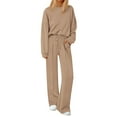 thumbnail image 1 of longantii 2 Piece Sets for Women Lounge Hoodie Sweatsuit Loose Wide Leg Sweatpants Travel Airport Outfits Khaki S, 1 of 6