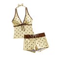 thumbnail image 1 of longantii 2 Pieces Bikini Set Y2k Vintage Coquette Halter Tankini Top with Shorts Whimsy Polka Dot Vacation Beach Swimsuit 2026 Summer Fluorescence Yellow XL, 1 of 3