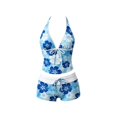 thumbnail image 1 of longantii 2 Pieces Bikini Set Y2k Vintage Coquette Halter Tankini Top with Shorts Whimsy Polka Dot Vacation Beach Swimsuit 2026 Summer Blue L, 1 of 4