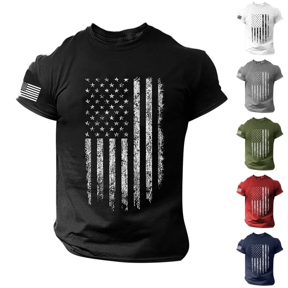 longantii 2026 Summer T-Shirts Men 250th Anniversary USA Shirt American Flag Patriotic Short Sleeve Graphic Tees Crewneck 4th of July Tshirts Tee Tops White 2XL