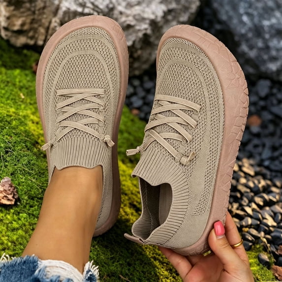 longantii Barefoot Shoes Women, Flexible Knit Upper, Casual Sneakers, Minimalist Casual Style, Wide Toe Box Design, Walking Shoes, Lightweight Zero‑Drop, Outdoor Daily‑use Athletic Footwear