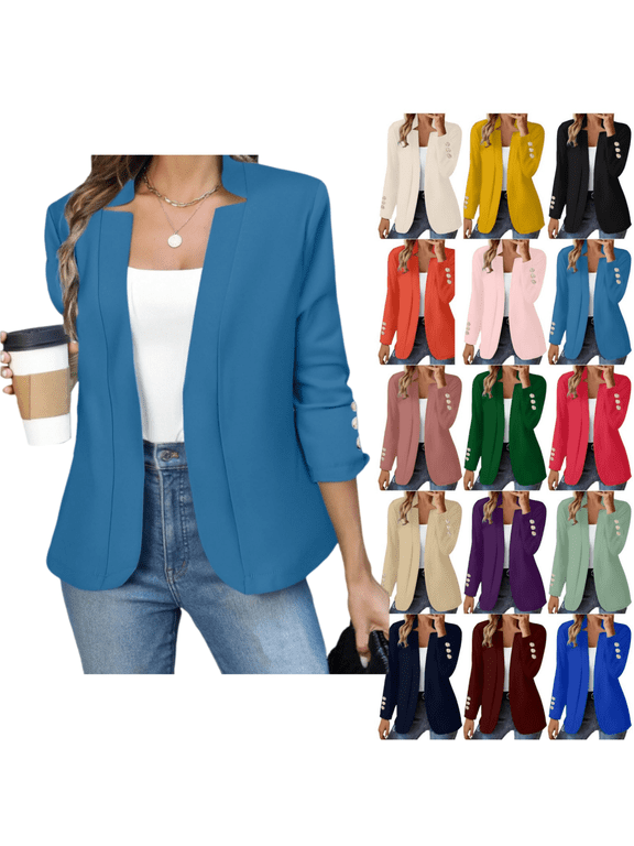 Blazers for Women Business Casual Open Front Dressy Suit Jacket Cropped Blazers Trendy Office Work Cardigan Jackets