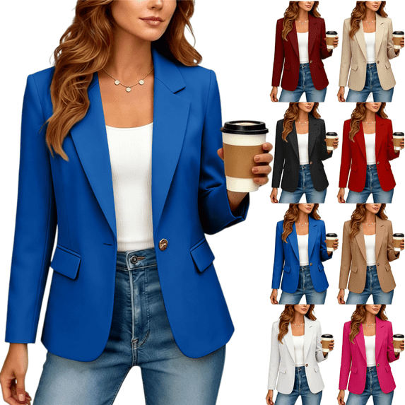 longantii Blazers for Women Casual Oversized Open Front Long Sleeve Jackets Work Office Business Suit Blazer 2026