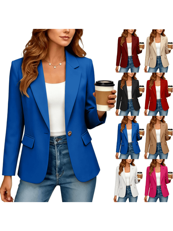 Blazers for Women Casual Oversized Open Front Long Sleeve Jackets Work Office Business Suit Blazer 2026