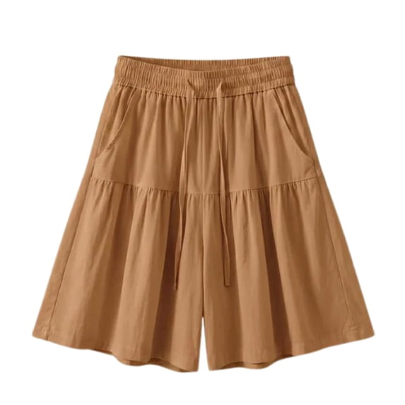 longantii Flowy Shorts, Women's Lightweight Stretch Comfy Flowy Shorts Khaki 3XL