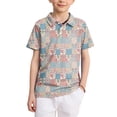 thumbnail image 1 of longantii Boys Gradient Color Polo Shirt Short Sleeve Button Down Tops Casual School Uniform Shirt Summer Cozy Comfort Kids Collared Golf T-Shirt Light Blue 4-5 Years, 1 of 5
