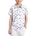 thumbnail image 1 of longantii Boys Short Sleeve Polo Shirt Casual School Uniform Shirt Gradient Color Button Down Collared Golf Shirt Comfort Kids Summer Tops Sky Blue 4-5 Years, 1 of 5