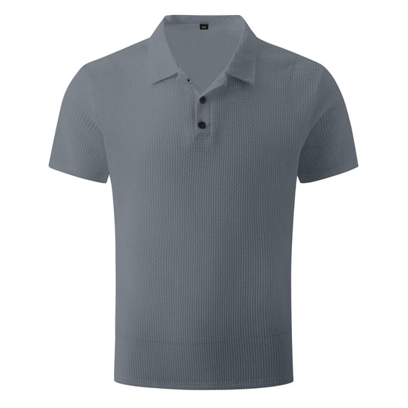 longantii Breeze Shirts for Men Polo Top Textured Breathable Refreshing Silky Quick Dry Stretch Non-Iron Anti-Wrinkle Shirt Dark Gray 2XL