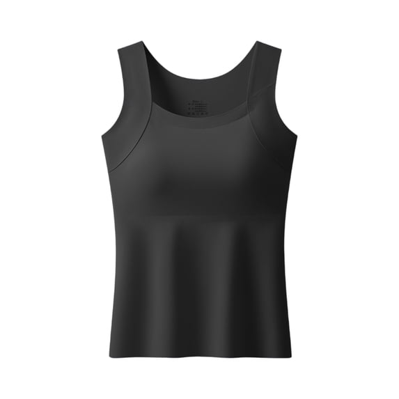 longantii Built in Comfort Bra Tanktop for Senior – Wireless Support, Seamless Smoothing Cami, Soft Stretch Breathable Fabric Black 2XL