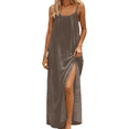 thumbnail image 1 of longantii Cami Dresses for Women Sleeveless Cami Lounge Dress Backless Summer Split Dress Beach Maxi Sundresses with Back Tie Brown S, 1 of 7