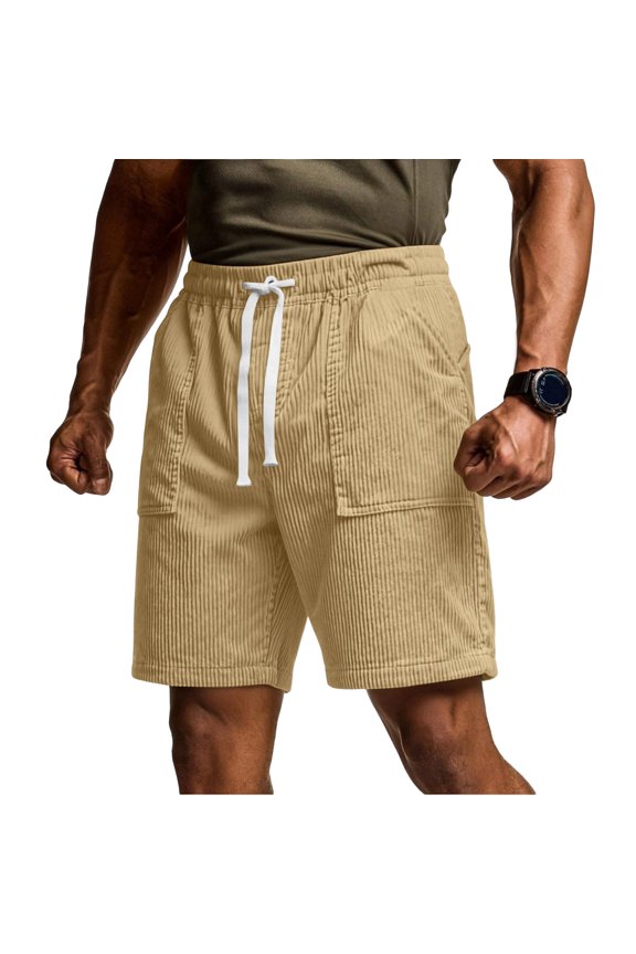 Cargo Shorts for Men Stretchy Drawstring Shorts Comfort Short Pants 2026 Summer Lightweight Athletic Workout Gym Shorts with Pockets Khaki L
