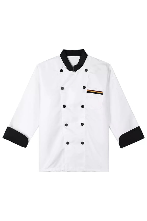 Chef Shirts for Men Lightweight Long Sleeve Unisex Chef Coat Button Stand Collar Restaurant Working Chefs Jacket White XL