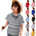 thumbnail image 1 of longantii School Polo Shirts Sport Lapel Collared Short Sleeve Uniform Lightweight Back To School Tees Solid Color Pullover for Toddler Boys & Girls Gray 6-7 Year, 1 of 6