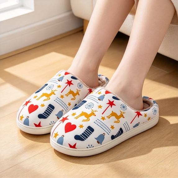 longantii Christmas House Slippers for Women Men Festive Memory Foam ...