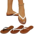 thumbnail image 1 of longantii Classic Thong Sandals Women Stitched Footbed Shoes Casual Summer Flip Flops Brown Black Comfortable Flat Slides White, 1 of 6