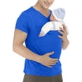 thumbnail image 1 of longantii Dad Shirts for Men Skin To Skin V Neck Short Sleeve Kangaroo T-Shirts Comfortable Plain Toddler Carrier Tops 2026 Summer New New Dad Gifts T-Shirt with Pouch Blue XXL, 1 of 5