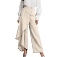 thumbnail image 1 of longantii Flowy Pants for Women Button Up High Waisted Wide Leg Pants Trendy Side Split Slit Summer Straight Leg Trousers Khaki S, 1 of 4