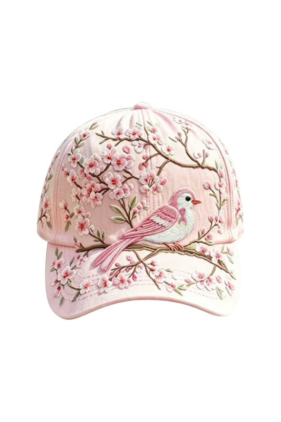 Garden Morning Baseball Cap,Adjustable Hummingbird Flowers Baseball Hat,Vintage Floral Printing Baseball Caps(E)