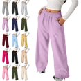 thumbnail image 1 of longantii Girls Baggy Sweat Pants Loose Fit Straight Leg Drawstring Waist with Side Pockets Youth Streetwear Jogger Trousers, 1 of 7