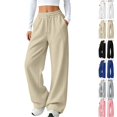 thumbnail image 1 of longantii Girls Sweatpants Casual Wide Leg Lounge Pants High Waisted Drawstring Baggy Joggers Oversized Loose Soft Track Trousers Girls Sweat Pants for School with Pockets, 1 of 6