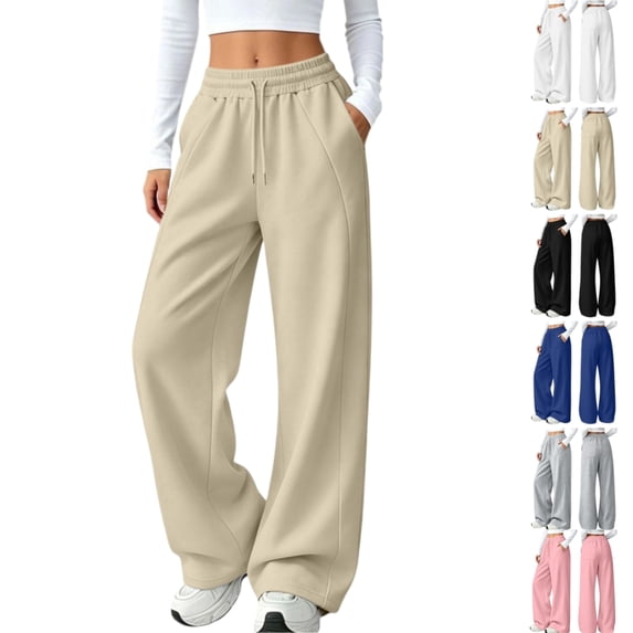 longantii Girls Sweatpants Casual Wide Leg Lounge Pants High Waisted Drawstring Baggy Joggers Oversized Loose Soft Track Trousers Girls Sweat Pants for School with Pockets