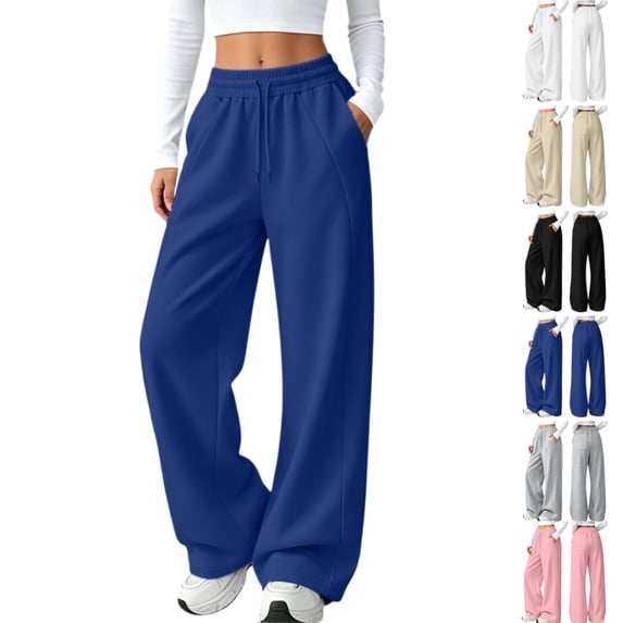longantii Girls Sweatpants Casual Wide Leg Lounge Pants High Waisted Drawstring Baggy Joggers Oversized Loose Soft Track Trousers Girls Sweat Pants for School with Pockets