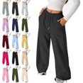 thumbnail image 1 of longantii Girls Wide Leg Sweatpants Drawstring Elastic Waist Side Pockets Loose Straight Leg Youth Casual Sweat Pants, 1 of 7