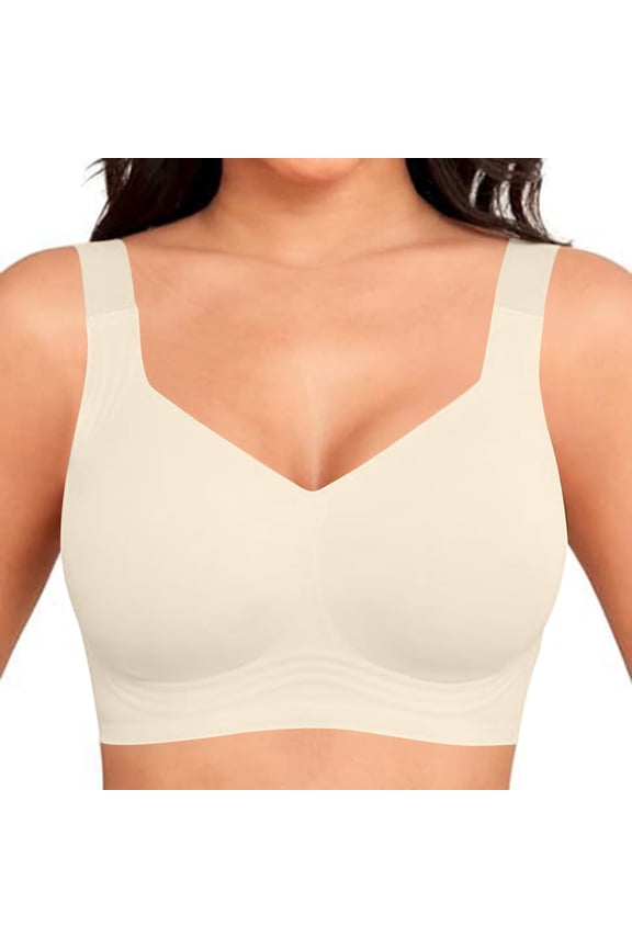 Jelly Bras for Women Push Up No Underwire Bra Comfy Soft Buttery Yoga Bralette Everyday Sport Tshirt Brassiere Beige XXL