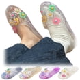 thumbnail image 1 of longantii Jelly Shoes for Women Floral Mules Clogs Clear Sparkly Slip On Closed Toe Waterproof Sandals Summer Beach Casual Water Shoes, 1 of 9