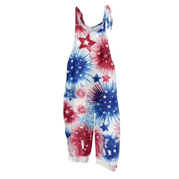 longantii Jumpsuits for Women 4th Of July American Flag Jumpsuits Comfy Sleeveless Wide Leg One Piece Outfit 2026 Summer Spaghetti Straps Clothing Red M