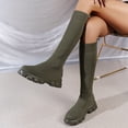 thumbnail image 1 of longantii Knee High Boots, Round Toe Stretch Knit, Women's Tall Footwear, Modern Street Style, Sock Design with Lug Platform Sole, Pull On Fashion Footwear, Fall Winter Daily Wear, 1 of 4