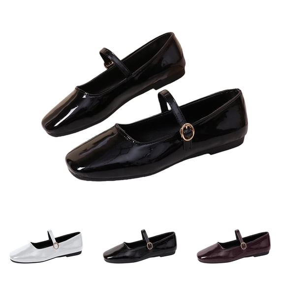 longantii Mary Jane Shoes for Women Slip on Dressy Flats Shoes for Women 2026 Vintage Non-Slip Flats for Casual Work Office Black