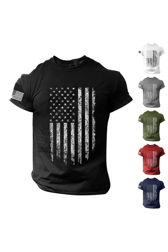 Men's 250th Anniversary USA Shirt American Flag Patriotic T-Shirts Short Sleeve 4th of July Shirt Summer Tops Dark Blue M