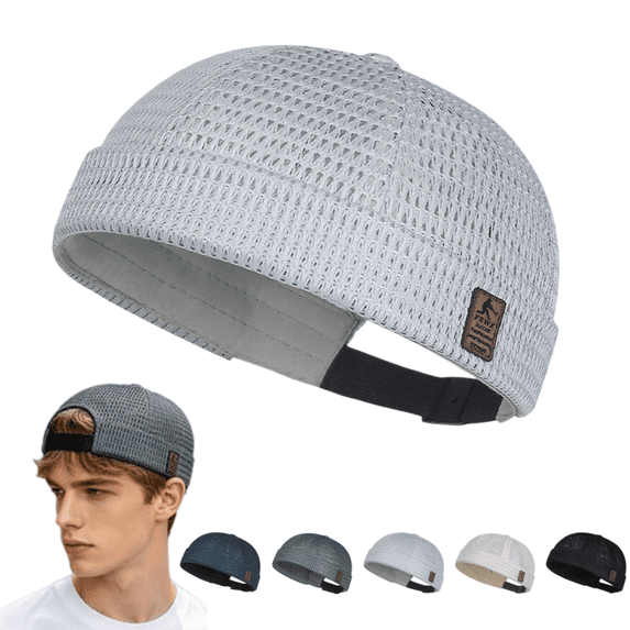 longantii Men's Breathable Brimless Hat Summer Style Mesh Tang, Adjustable Cap Docker Beanie, Breathable Mesh Cap(Light Gray)