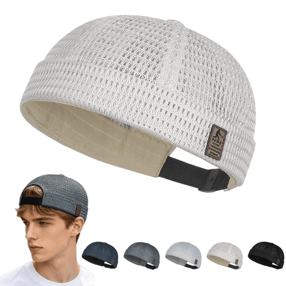 longantii Men's Breathable Brimless Hat, Summer Style Mesh Tang Beanie, Adjustable Large-Mesh Skullcap for Men and Women(Beige)