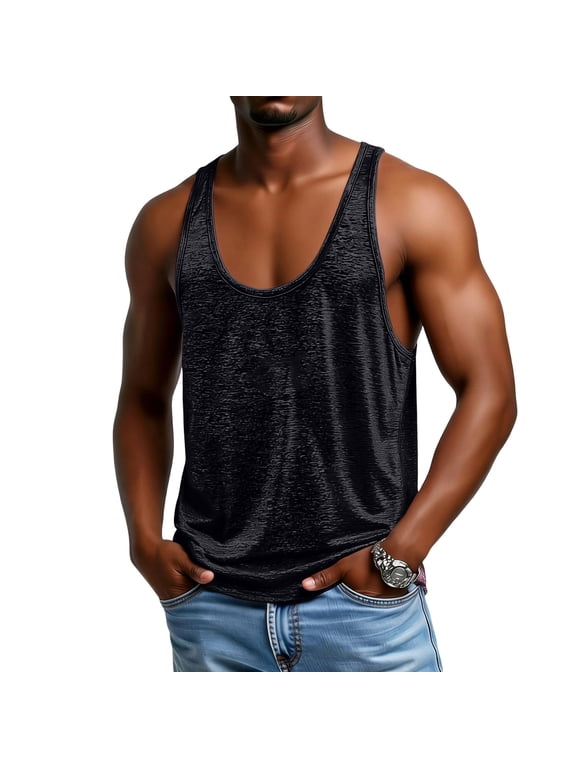 Men's Gym Stringer Tank Tops Bodybuilding Y-Back Shirts Quick dry Low cut