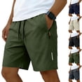 thumbnail image 1 of longantii Men's Quick Dry Athletic Shorts Workout Running Elastic Waist Drawstring 2026 Summer Gym Hiking Shorts with Zipper Pockets Army Green XXL, 1 of 5