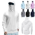 thumbnail image 1 of longantii Men's UPF 50+ Sun Protection Hooded Shirt with Integrated Face Cover Long Sleeve Lightweight Rash Guard Shirts Summer Cooling Fishing Shirts White M, 1 of 8