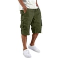 thumbnail image 1 of longantii Mens Cargo Shorts Straight-Leg Mid Lenght Shorts Classic Fit Solid Color Trousers Going Out Multi-Pocket Bottoms with Drawsrting Green L, 1 of 9