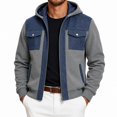 thumbnail image 1 of longantii Mens Hooded Cargo Coat Color Block Long Sleeve Full Zip Jacket Multi Pocket Relax Fit Streetwear Tops Daily Spring Fall Casual Outerwear Gray L, 1 of 5
