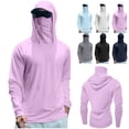 thumbnail image 1 of longantii Mens Long Sleeve Sun Protection Shirts with Mask UPF 50+ Fishing Rash Guard Hoodies Hiking UV Shirts with Hooded Purple L, 1 of 5