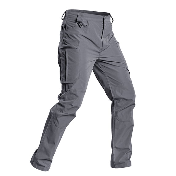 longantii Mens Tactical Cargo Pants Ripstop Elastic Waist Pants Lightweight Work Trousers 2026 Summer Comfy Construction Hiking Pants with Multi Pockets Gray S